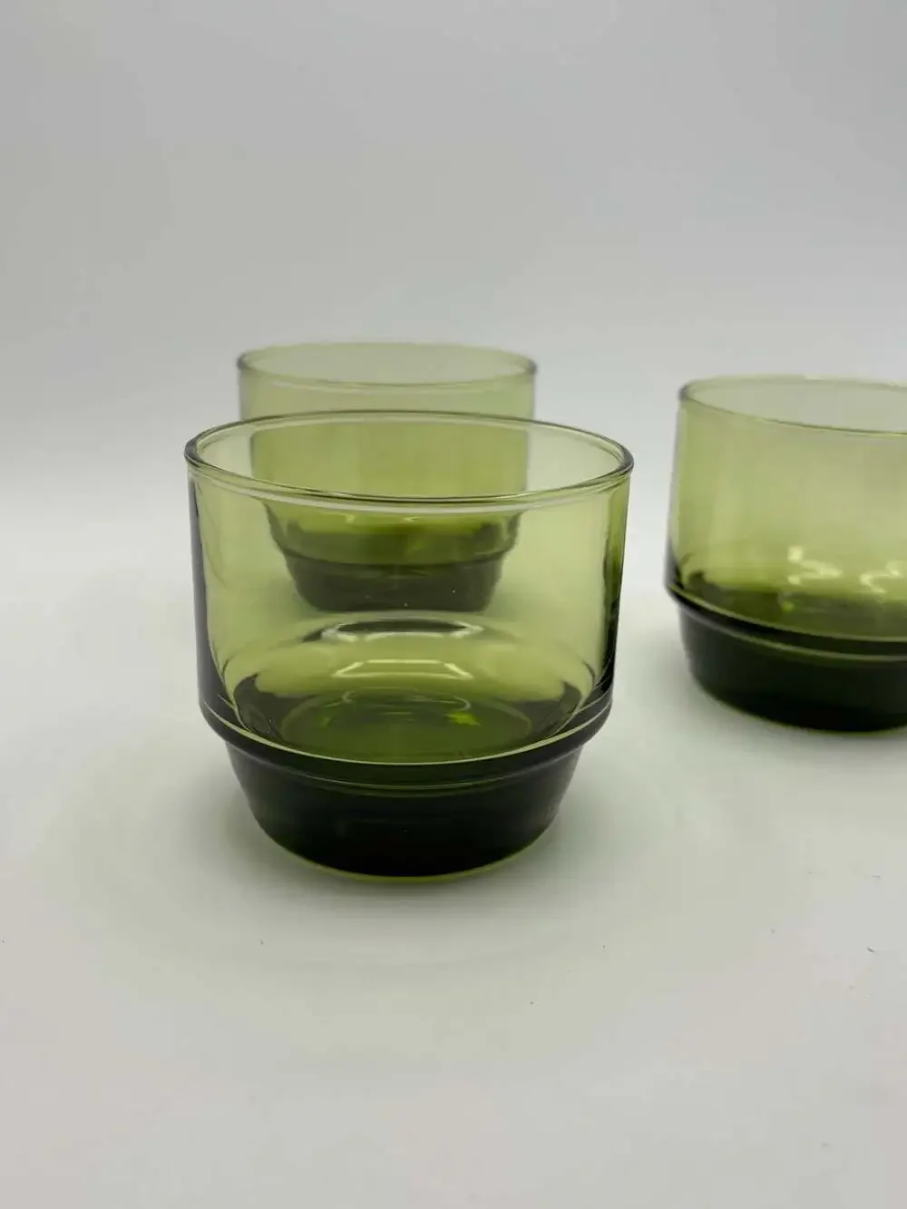 Vintage Mid-Century Modern Avocado Green Libbey glasses, Set of 3